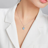 925 Sterling Silver Sky Blue Enamel Turtle Pendant Necklace Cute Animal Adjustable Necklace for Women Fine Jewelry