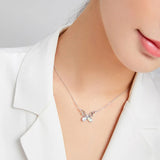 925 Sterling Silver Colorful Opal Butterfly Pendant Necklace Hollow Pattern Insect Neck Chain Women Fine Jewelry