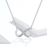 Infinity Love Family Forever Short Chain Necklace for Women Clear CZ 925 Sterling Silver Fashion Jewelry