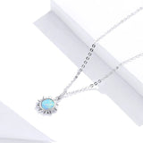 925 Sterling Silver White Opal Sun Pendant Necklace Apollo Chain Necklaces for Women Birthday Gift Jewelry