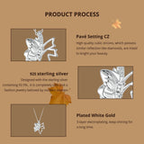 Solid 925 Sterling Silver Autumn Leaf Butterfly Pendant Necklace White Gold Plated Neck Chain for Women Birthday Day Gift