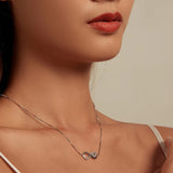 Infinity Love Family Forever Short Chain Necklace for Women Clear CZ 925 Sterling Silver Fashion Jewlery