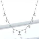 925 Sterling Silver Stackable Stars Choker Necklace Short Chain Necklace for Women Wedding Engagement Fine Jewelry