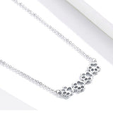 Dog and Cat Paw Silver Choker Necklace for Women 925 Sterling Silver Cat Pet Footprint Short Neckalces Accessories