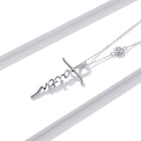 Cross Faith Crystal 925 Sterling Silver Necklace Chain Letter Choker Necklace for Women Fashion Jewelry Gift