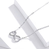 Infinity Love Family Forever Short Chain Necklace for Women Clear CZ 925 Sterling Silver Fashion Jewelry