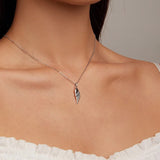 Authentic 925 Sterling Silver Angel Wing Pendant Necklace for Women Birthday Gift Simple Chic Jewelry