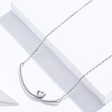 Genuine 925 Sterling Silver Smile Heart Necklace for Women Short Necklaces France Style