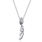 925 Sterling Silver Vintage Letter A to Z Pendant Necklace Initial Long Chain Necklace Platinum Plated Women Fine Jewelry