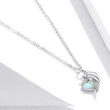 925 Sterling Silver Dolphin with Heart Plated platinum CZ Pendant Necklace for Women Family Gifts Fine Jewelry