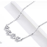 Dog and Cat Paw Silver Choker Necklace for Women 925 Sterling Silver Cat Pet Footprint Short Neckalces Accessories