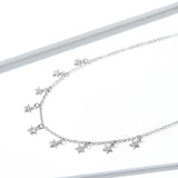 925 Sterling Silver Stackable Stars Choker Necklace Short Chain Necklace for Women Wedding Engagement Fine Jewelry