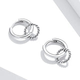 925 Sterling Silver Vintage Double Circle Ear Buckles Interweave Twist Round Earrings for Women Fine Jewelry Gift