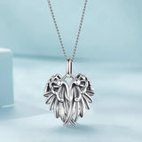 925 Sterling Silver Guardian Wings Pendant Necklace Platinum Plated Feather Neck Chain for Wowen Party Fine Jewelry