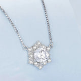 925 Sterling Silver Snowflake Pendant Necklace Shiny Zircon Neck Chain for Women Engagement Gift Fine Jewelry