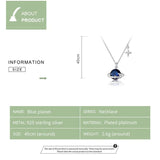 925 Sterling Silver Blue Planet Pendant Necklace for Women Stars Design Engagement Statement Jewelry Collar