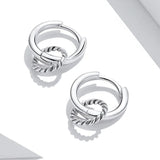 925 Sterling Silver Vintage Double Circle Ear Buckles Interweave Twist Round Earrings for Women Fine Jewelry Gift