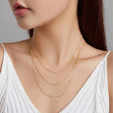 Authentic Gold Color 925 Sterling Silver Basic Cable Chain Necklace Pendant for Women Long Chain Fashion Jewelry