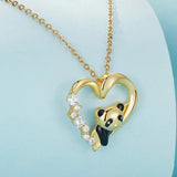 925 Sterling Silver Baby Panda Crystal Necklace Enamel Cute Animal Charm Chain Link for Women Gift