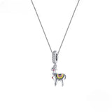 925 Sterling Silver Cute Alpaca Pendant Necklace Animal Charms Neck Chain for Women Birthday Gift Zircon Fine Jewelry