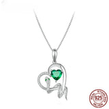 925 Sterling Silver Delicate Green Zircon Heart Pendant Necklace Snake Intertwine Love Neck Chain for Women Fine Jewelry