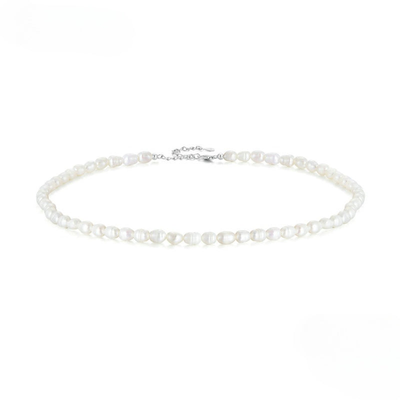 925 Sterling Silver Natural Pearl Necklace Irregular Fresh Water Pearl Neck Chain for Women Elegent Fine Jewelry