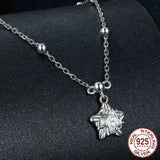 Star Brilliant Cut Moissanite Pendant Necklace 925 Silver Flower Lab Diamond Test Past D Color Gemstone Necklace