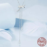 925 Sterling Silver Adjustable Knots Pendant Necklace Y Shape Neck Chain for Women Original Design Trendy Jewelry Gift