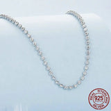 925 Sterling Silver Bead Ball Chain Necklace, Solid Silver Strand Chain Necklace for Women