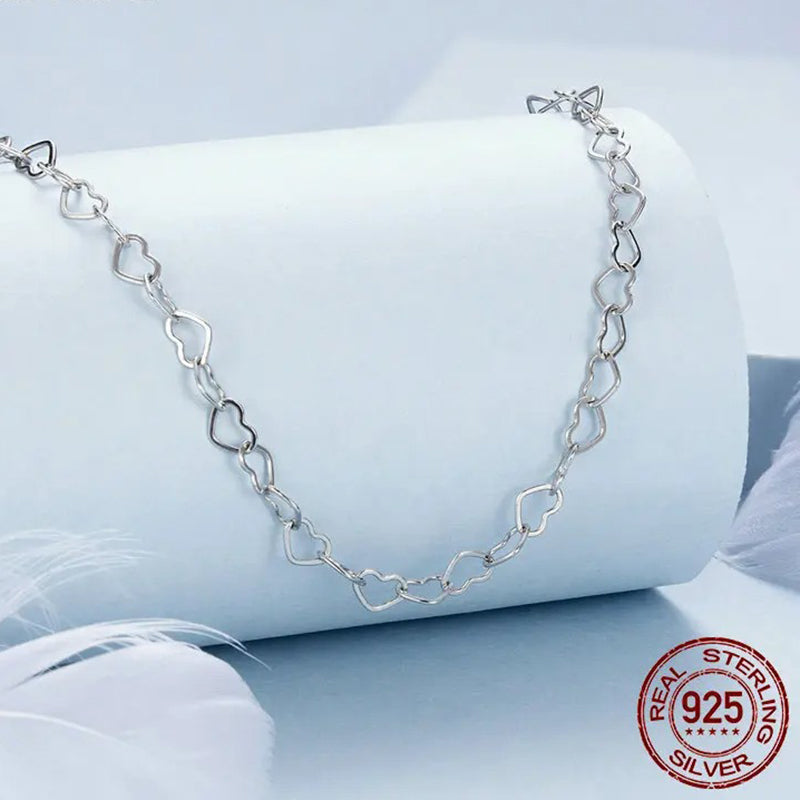 925 Sterling Silver Heart Chain Necklace for Women Men and Girls