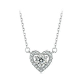 925 Sterling Silver Heart Moissanite Pendant Necklace 0.5CT D Color Brilliant Round Cut Lab Created Diamond for Women