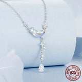 925 Sterling Silver Jewelry Crescent Moon and Star Pendant Necklace for Women Teen Girls CZ Fashion Necklace