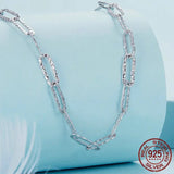 925 Sterling Silver Punk Style Stackable Basic Chain Link Square Buckle Necklace for Women Party Fine Jewelry