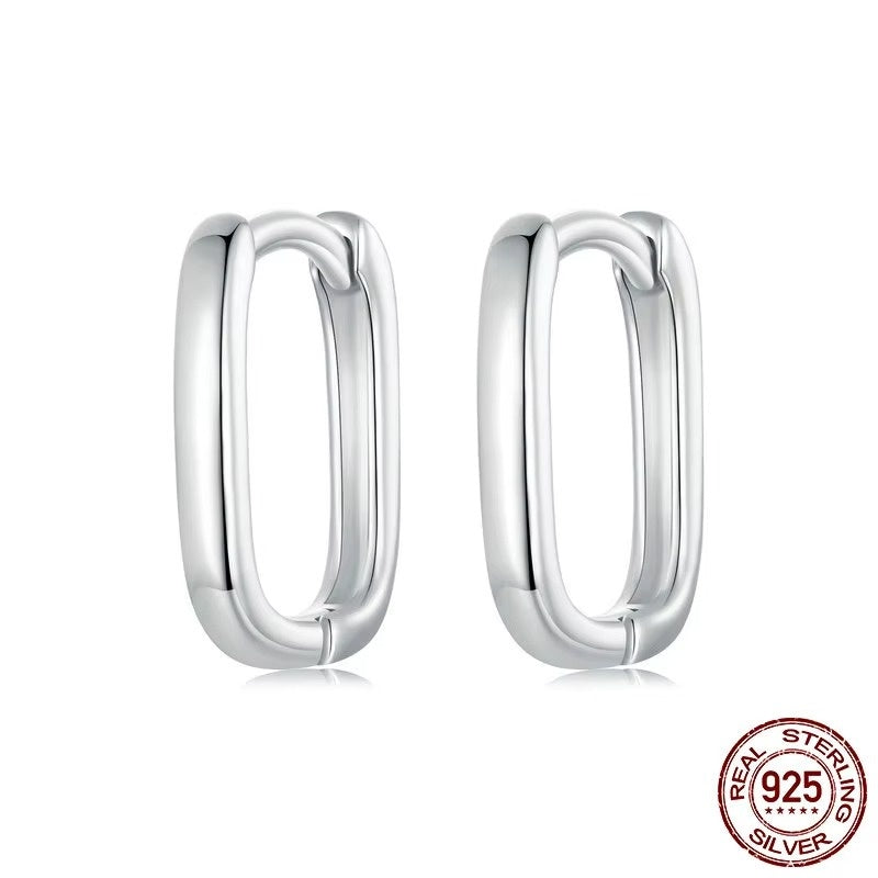 925 Sterling Silver Small Square Earrings, Classic French Lightweight Earring for Women Party Wedding Jewelry