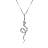 925 Sterling Silver Snake Pendant Necklace Pave Setting CZ for Women Adjustable Chain Link Fine Jewelry Party Gift