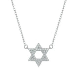 925 Sterling Silver Star of David Pendant Necklace Pave Setting CZ for Women Birthday Gift Fashion Fine Jewelry