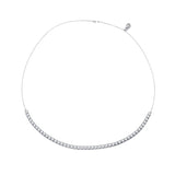 925 Sterling Silver Women's Magnificent Round Cubic Zirconia Tennis Choker Glittering Clavicle Chain Necklace