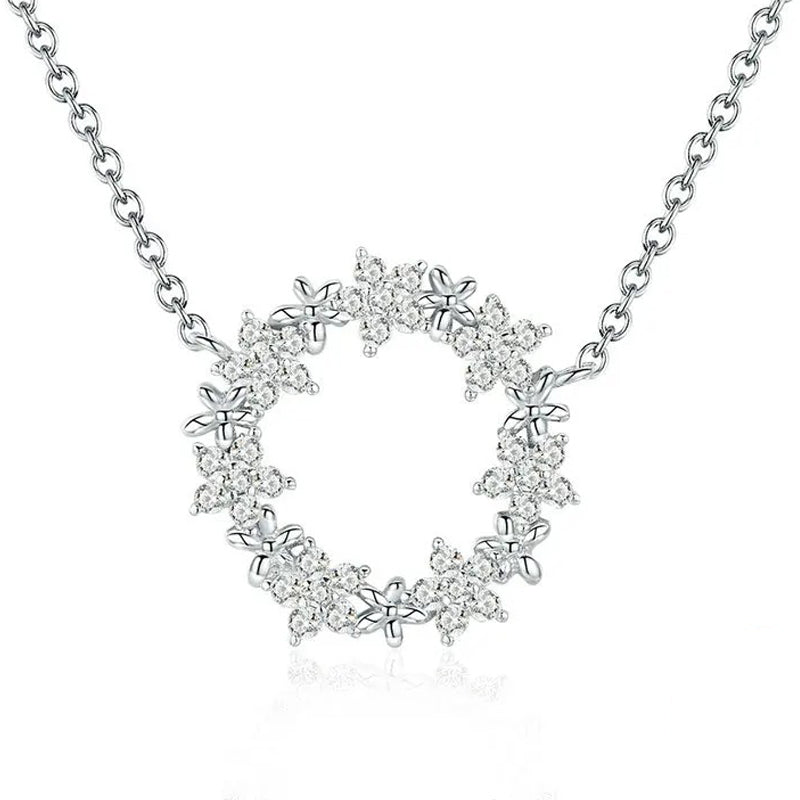 925 Sterling Silver Shining Stackable Star Round Shape Pendants Necklaces Women Wedding Jewelry Collar