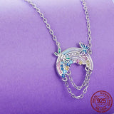 Rainbow Necklaces for Women, 925 Sterling Silver Butterfly & Dragonfly Pendant Necklace Jewelry Gift for Women