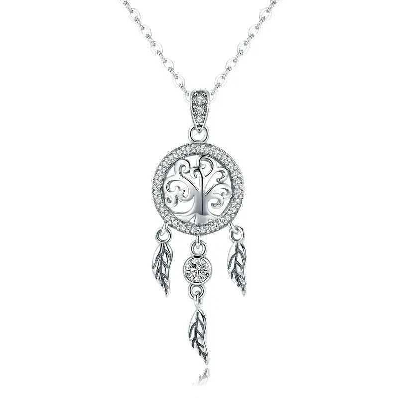 925 Sterling Silver Tree of Life Fashion Dream Catcher Pendant Necklaces for Women Sterling Silver Jewelry