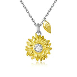 Silver Sunflower Necklace 925 Sterling Silver Gold Color Lucky Necklace Gift for Women Fashion Necklace Jewelry