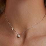 White Gold Plated Moissanite Necklace for Women, 925 Silver Pear/Round Solitaire Moissanite Pendant Valentines Day Gift