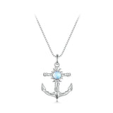 925 Sterling Silver Anchor Pendant Necklace Shiny Sun Neck Chain for Women Birthday Gift Original Design Fine Jewelry