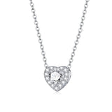 925 Sterling Silver Bright Love Necklace Chain Dazzling Shiny Heart Shape Crystal Charm Wedding Engagement Jewelry