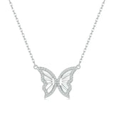 925 Sterling Silver Butterfly Pendant Necklace for Women Birthday Christmas Gift Pave Setting CZ Fine Jewelry