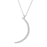 925 Sterling Silver Crescent Moon Pendant Necklace for Women Birthday Gift Pave Setting CZ Exquisite Fine Jewelry