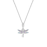 925 Sterling Silver Dainty Colorful Enamel Dragonfly Key Pendant Necklace for Women Birthday Gift Fine Jewelry