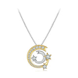 925 Sterling Silver Gold Meteor Pendant Necklace Moon and Star Neck Chain for Women Birthday Gift Fine Jewelry