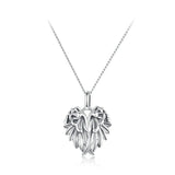 925 Sterling Silver Guardian Wings Pendant Necklace Platinum Plated Feather Neck Chain for Wowen Party Fine Jewelry