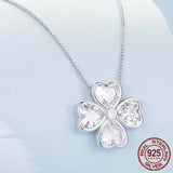 925 Sterling Silver Heart Shapped Lucky Four Leaf Clover Pendant Necklace Black Love Cross Neck Chain for Women